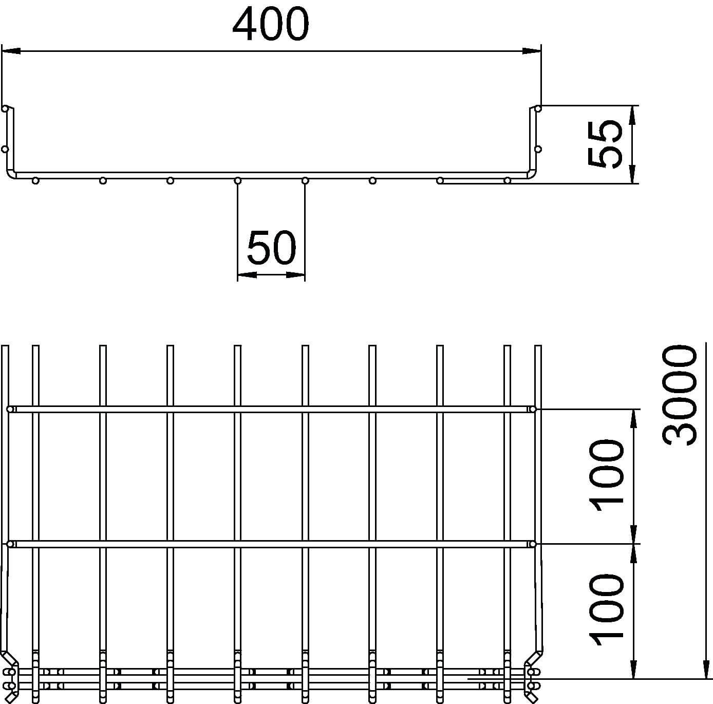 Canale a griglia OBO GR-Magic® 55 FT - 400 mm