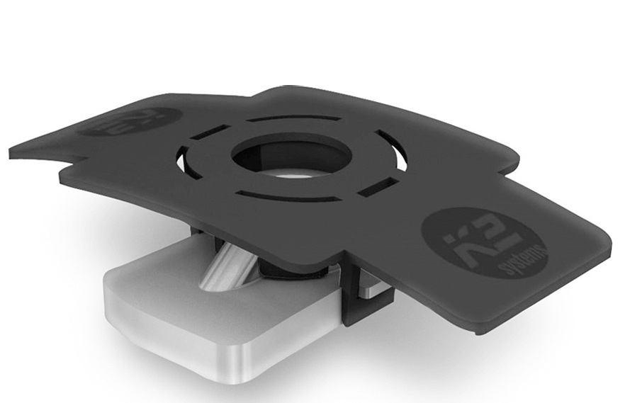 Tassello scorrevole K2 con clip di montaggio, acciaio inox