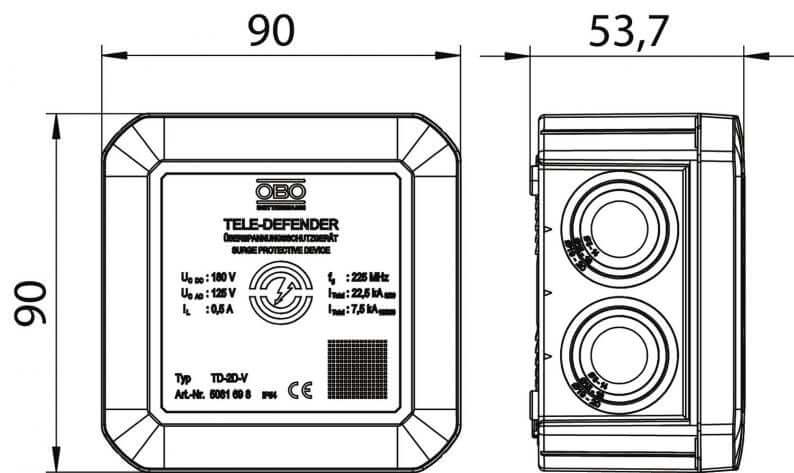 Dispositivo di protezione combinato OBO TD-2D-V per sistemi VDSL