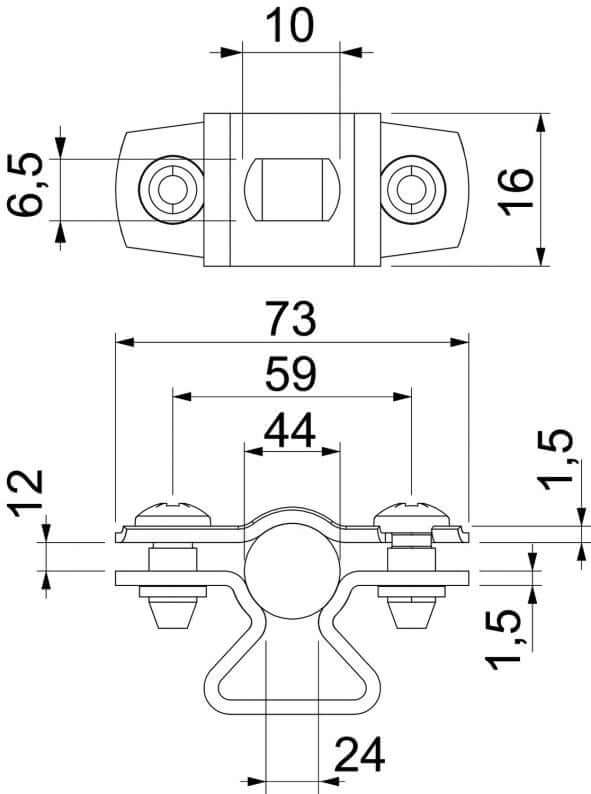 Morsetto distanziatore OBO 733 ALU 36-44 mm