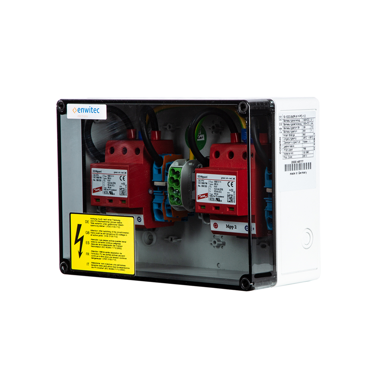 enwitec protezione da sovratensione DC Tipo II, 2 MPPT, terminali