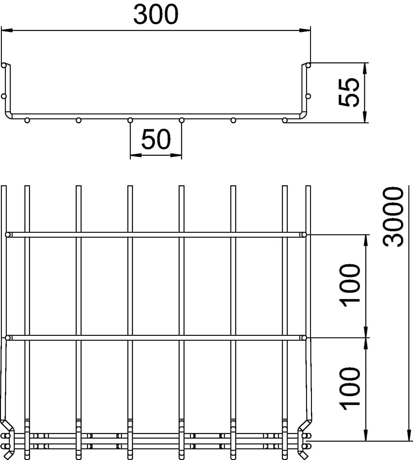 Canale a griglia OBO GR-Magic® 55 FT - 300 mm