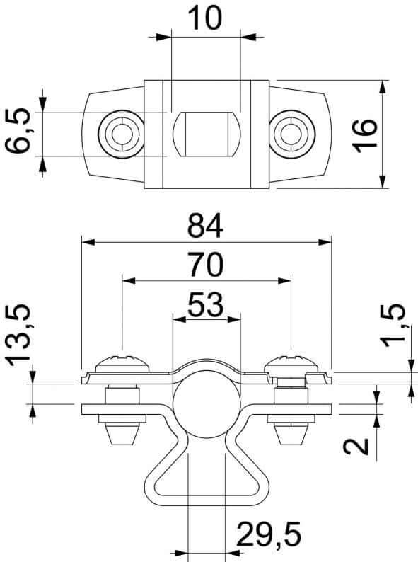Morsetto distanziatore OBO 733 ALU 44-53 mm