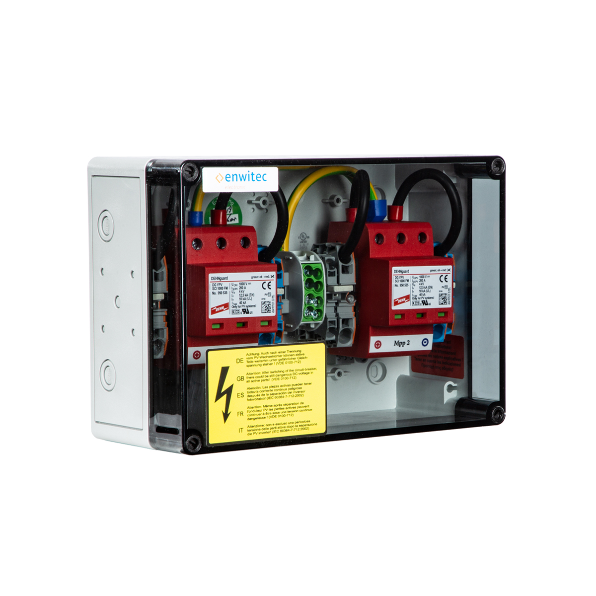 enwitec protezione da sovratensione DC Tipo II, 2 MPPT, terminali